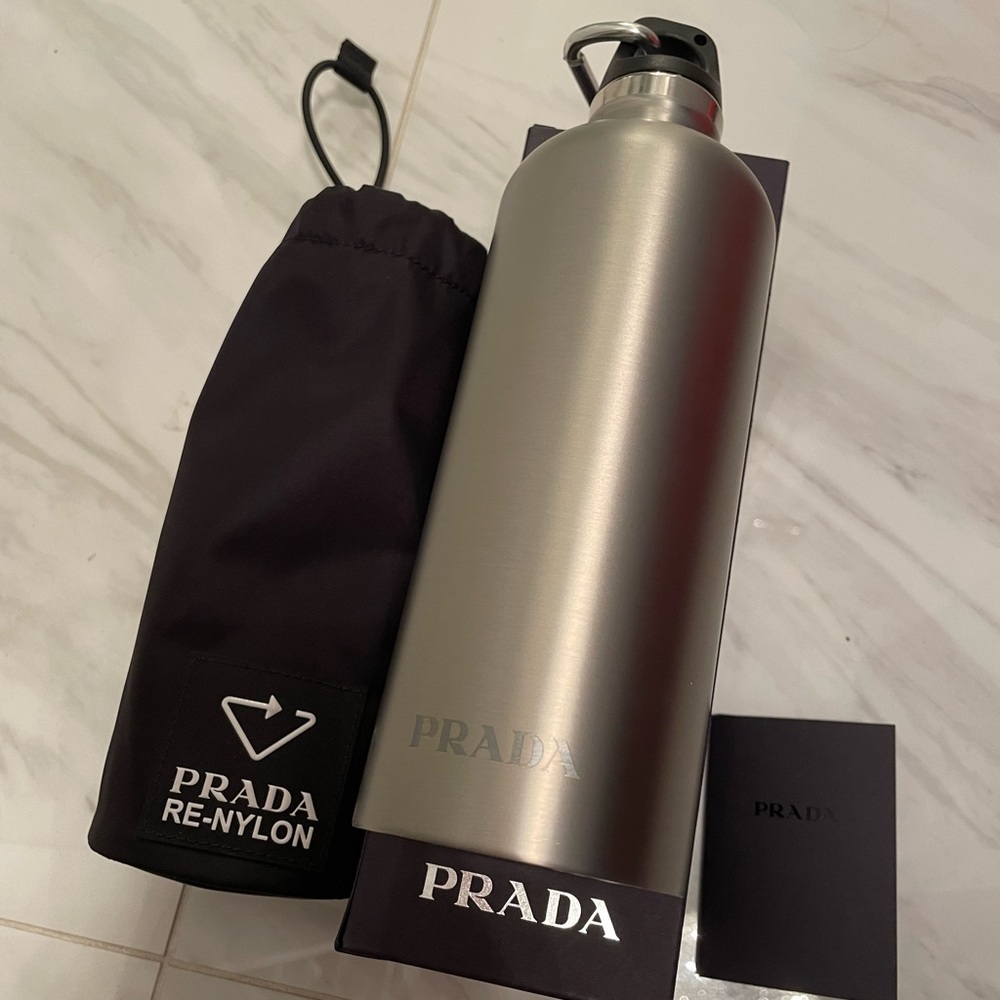 Prada Stainless steel water bottle 500 ml, with bottle holder